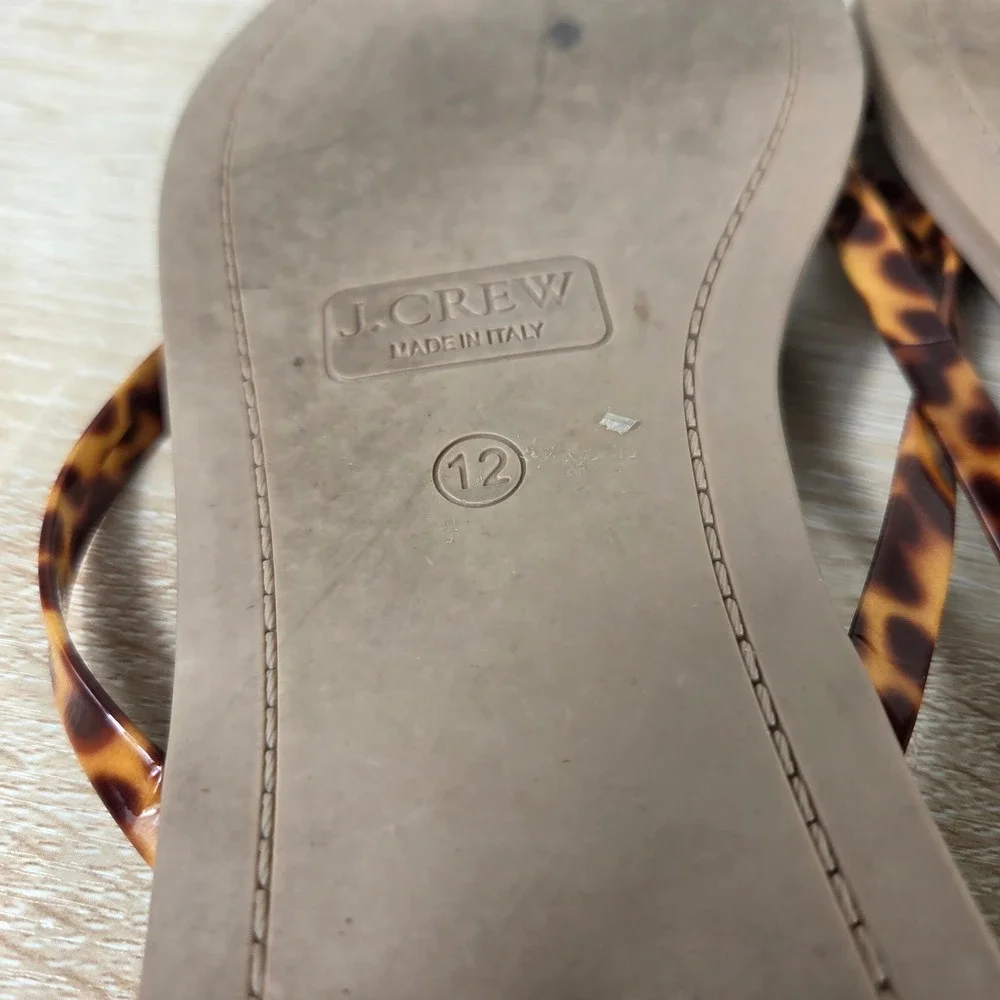 J.Crew Made in Italy Tortoise Flip Flop Sandals Women's 12 Brown Thong